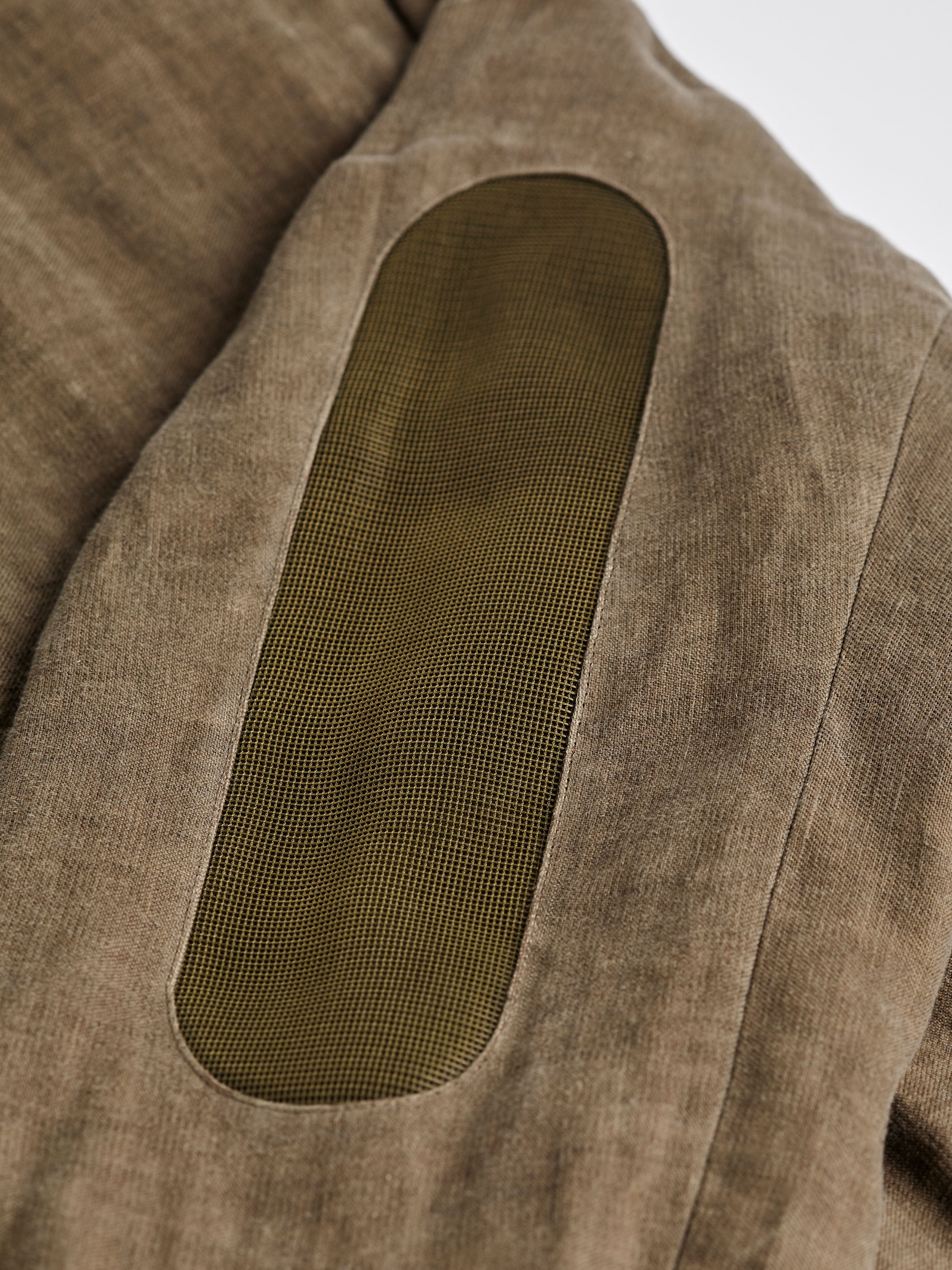 mesh elbow oiled linen jacket Autumn / Winter 2025 Puffer Jacket by Gabriel Stunz